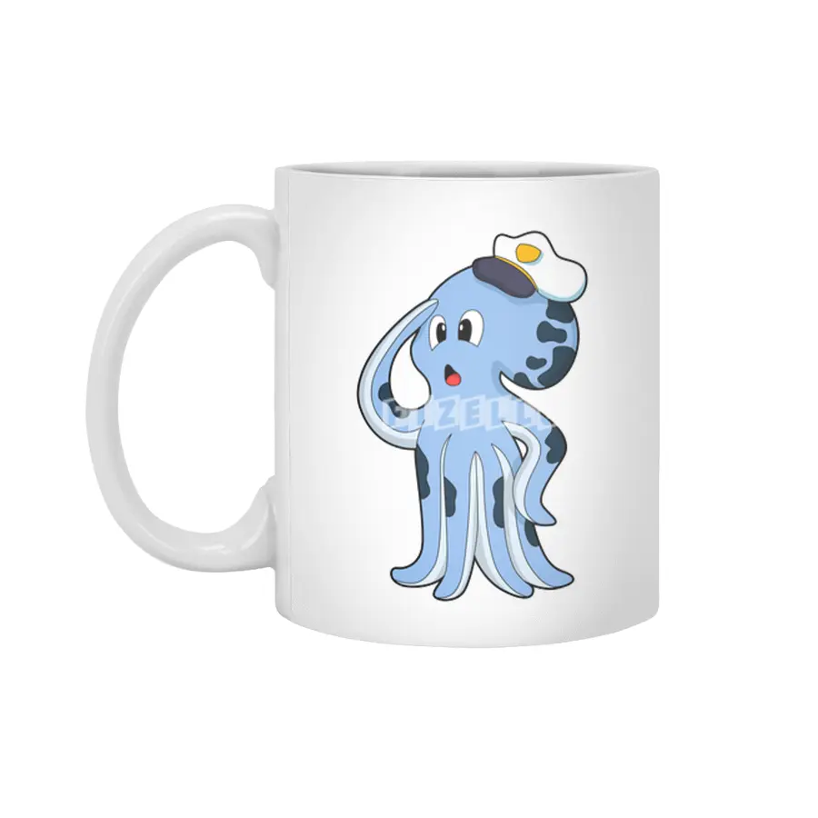 Octopus as Captain with Cap Beyaz Kupa