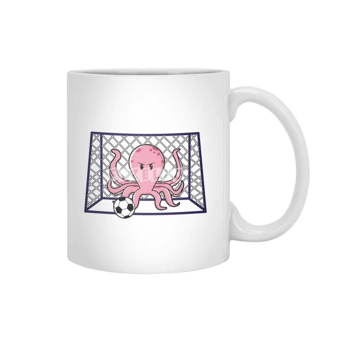 Octopus as Goalkeeper with Soccer ball Beyaz Kupa