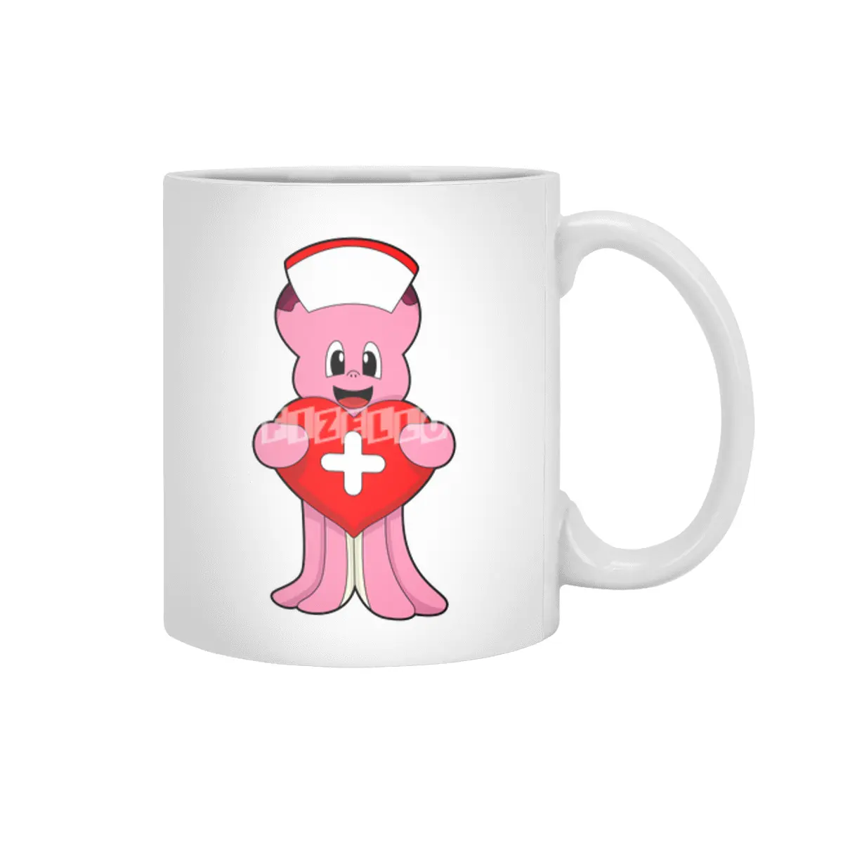 Octopus as Nurse with Heart Beyaz Kupa