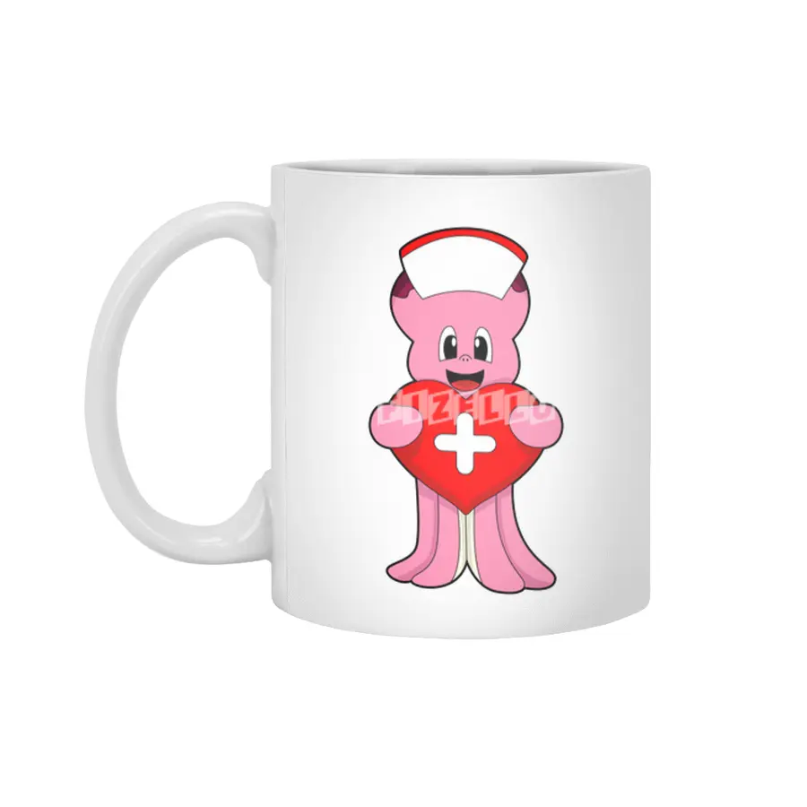 Octopus as Nurse with Heart Beyaz Kupa