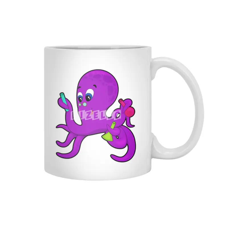 Octopus as Teacher with Laboratory equipment Beyaz Kupa