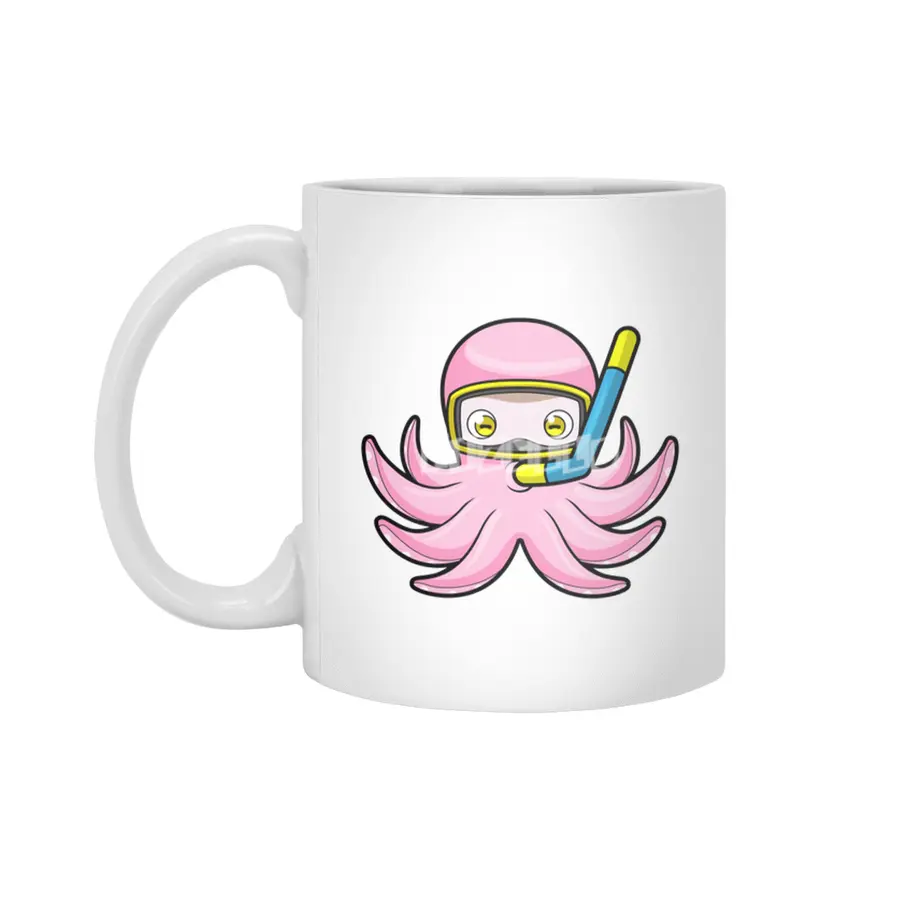 Octopus at Diving with Snorkel & Swimming goggles Beyaz Kupa