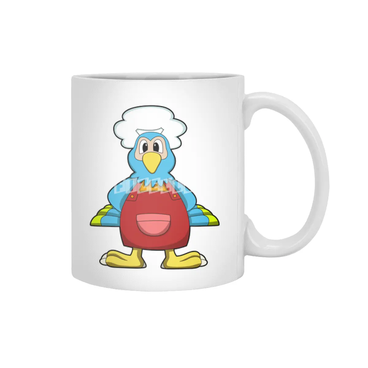 Parrot as Cook with Cooking apron Beyaz Kupa