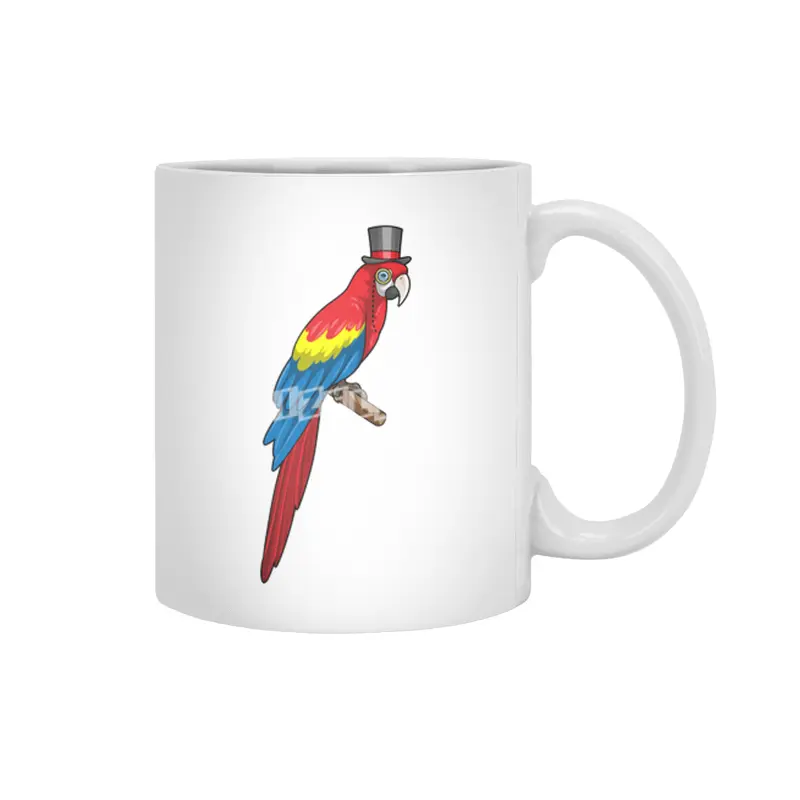 Parrot as Gentleman with Hat Beyaz Kupa