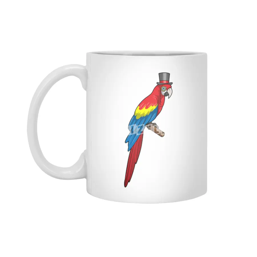 Parrot as Gentleman with Hat Beyaz Kupa