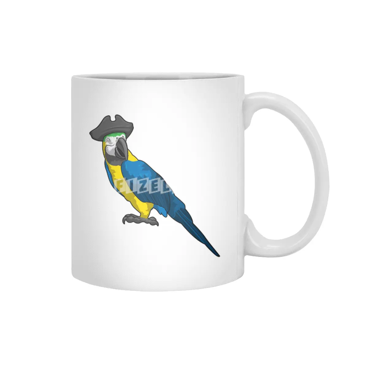 Parrot as Pirate with Hat Beyaz Kupa