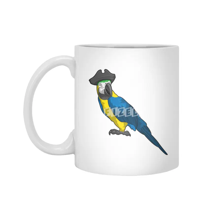 Parrot as Pirate with Hat Beyaz Kupa