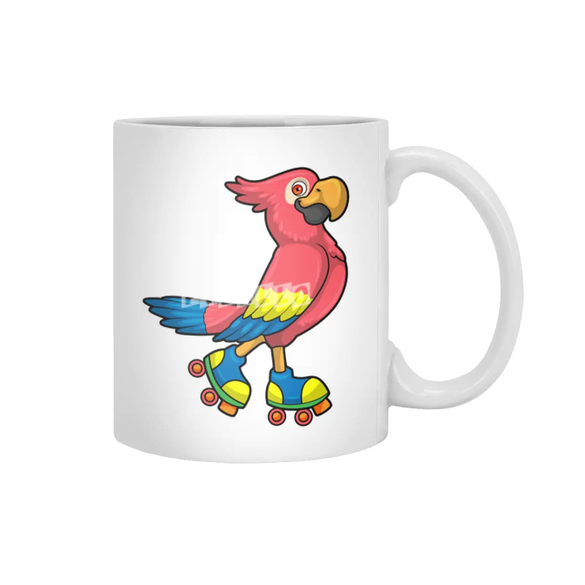 Parrot as Skater with Roller skates Beyaz Kupa