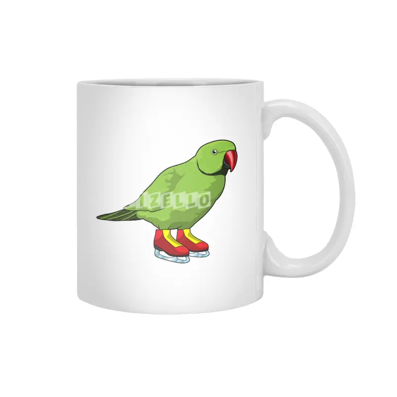 Parrot at Ice skating with Ice skates Beyaz Kupa