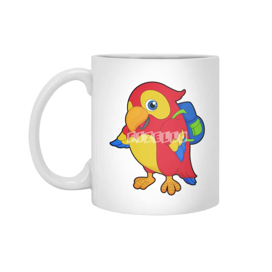 Parrot with Backpack Beyaz Kupa