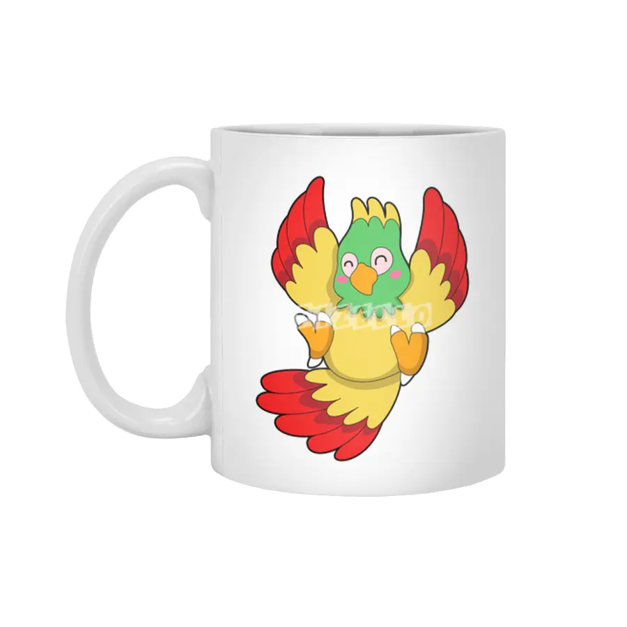Parrot with green Head Beyaz Kupa