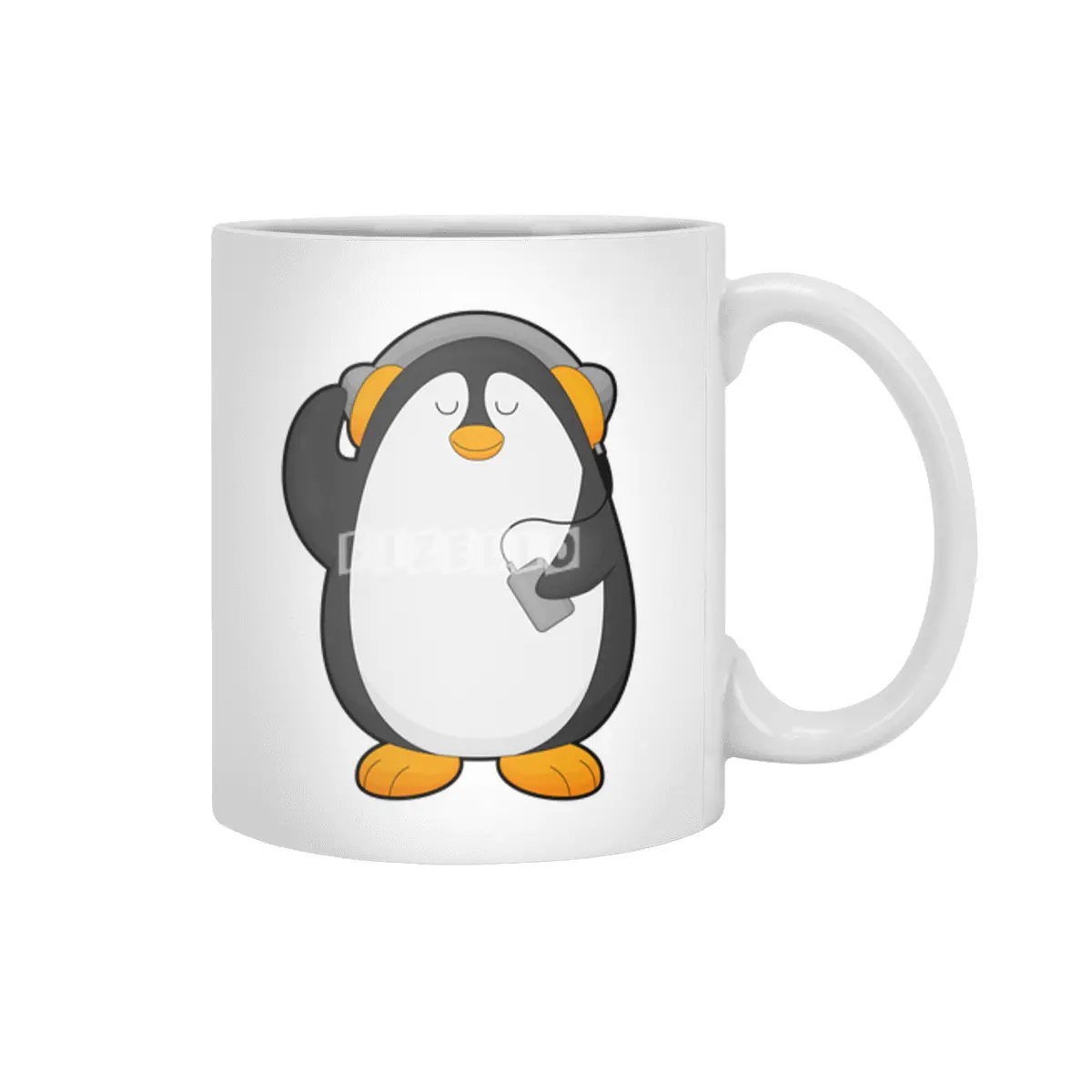 Penguin & Mobile phone with Headset Beyaz Kupa