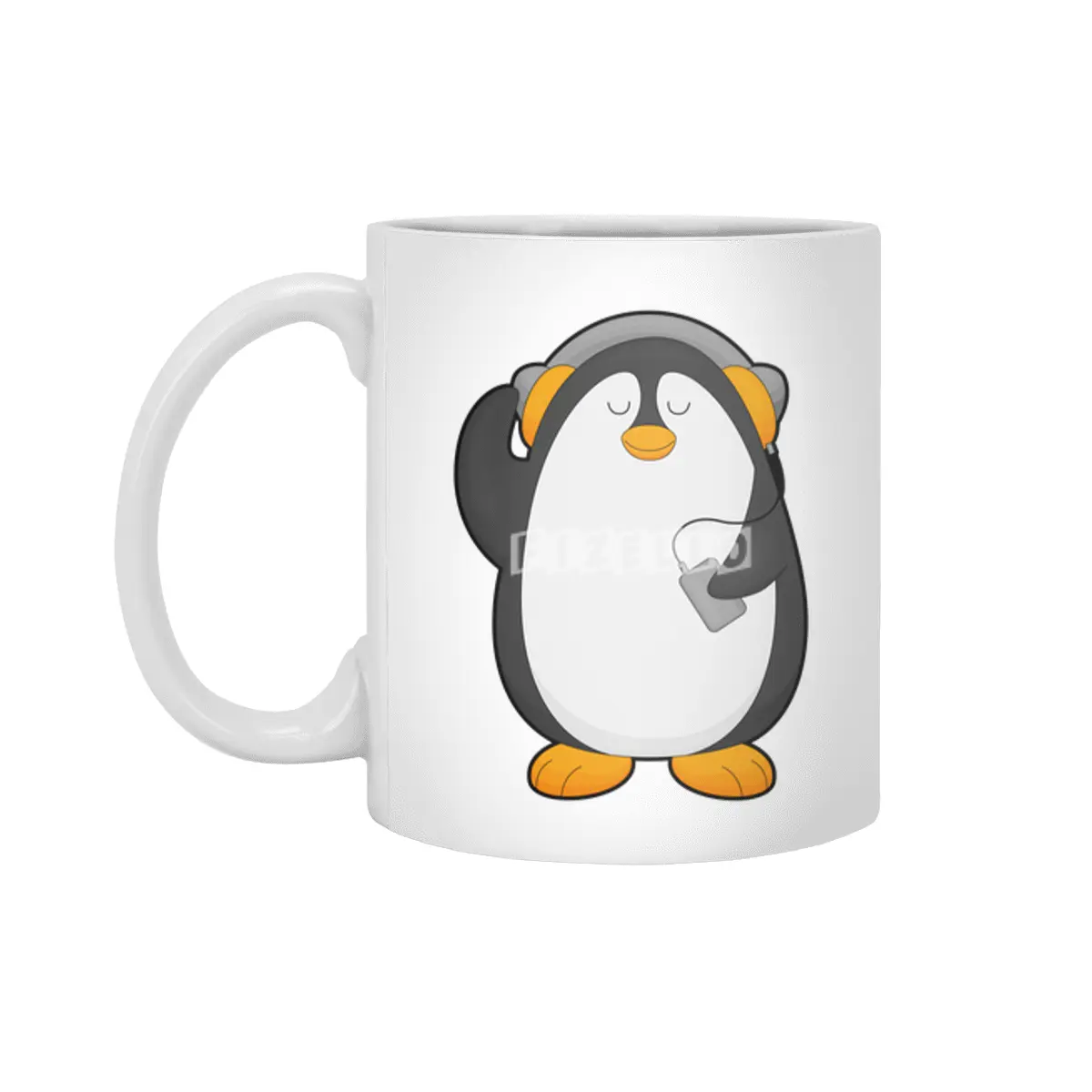Penguin & Mobile phone with Headset Beyaz Kupa