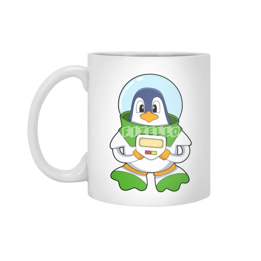 Penguin as Astronaut with Costume Beyaz Kupa