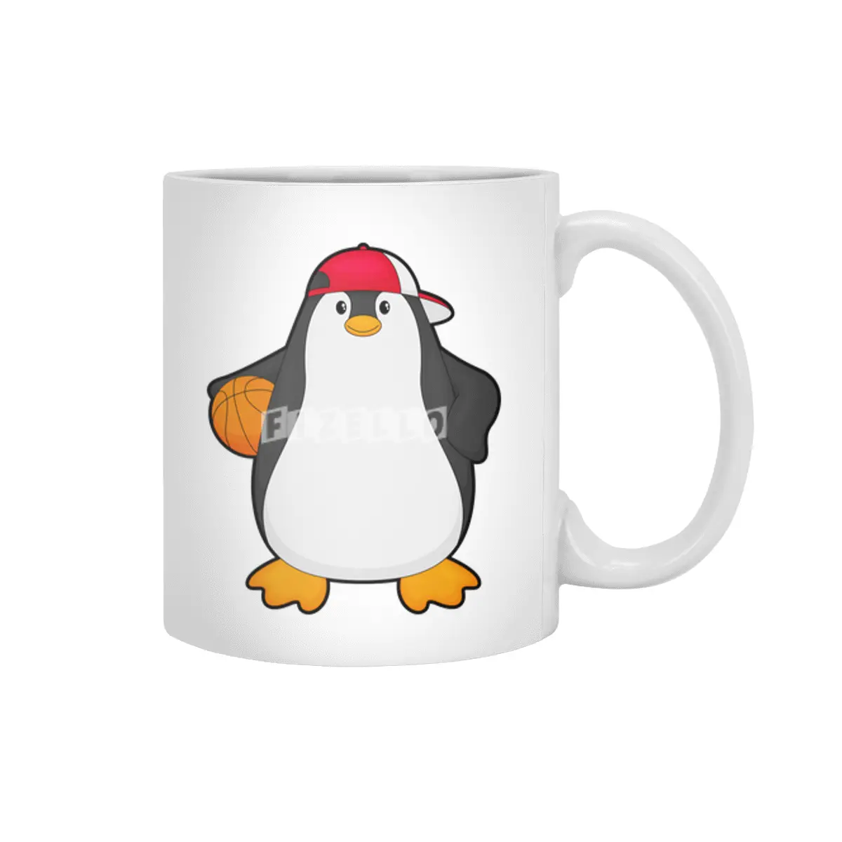 Penguin as Basketball player with Basketball ball Beyaz Kupa
