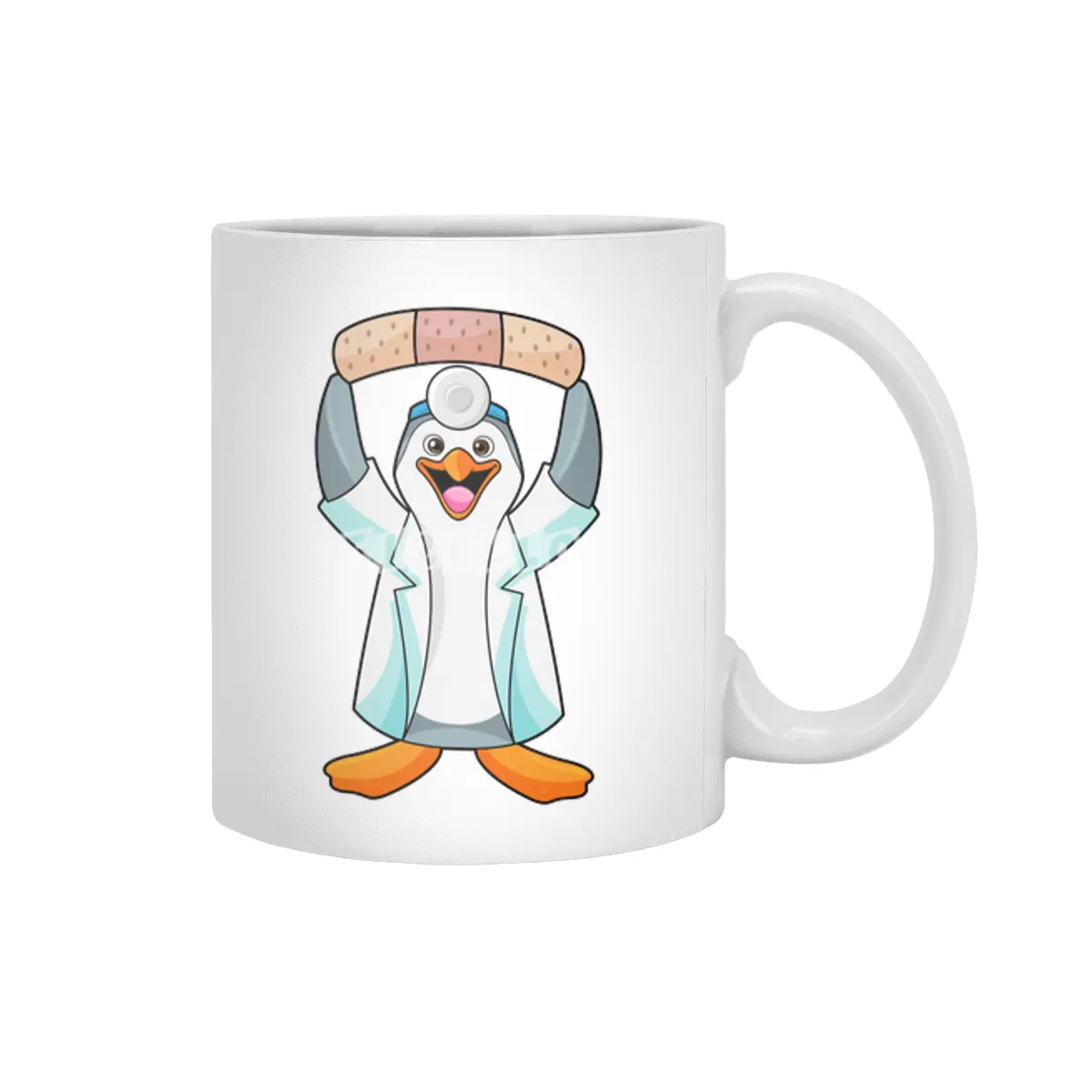 Penguin as Doctor with Plaster Beyaz Kupa