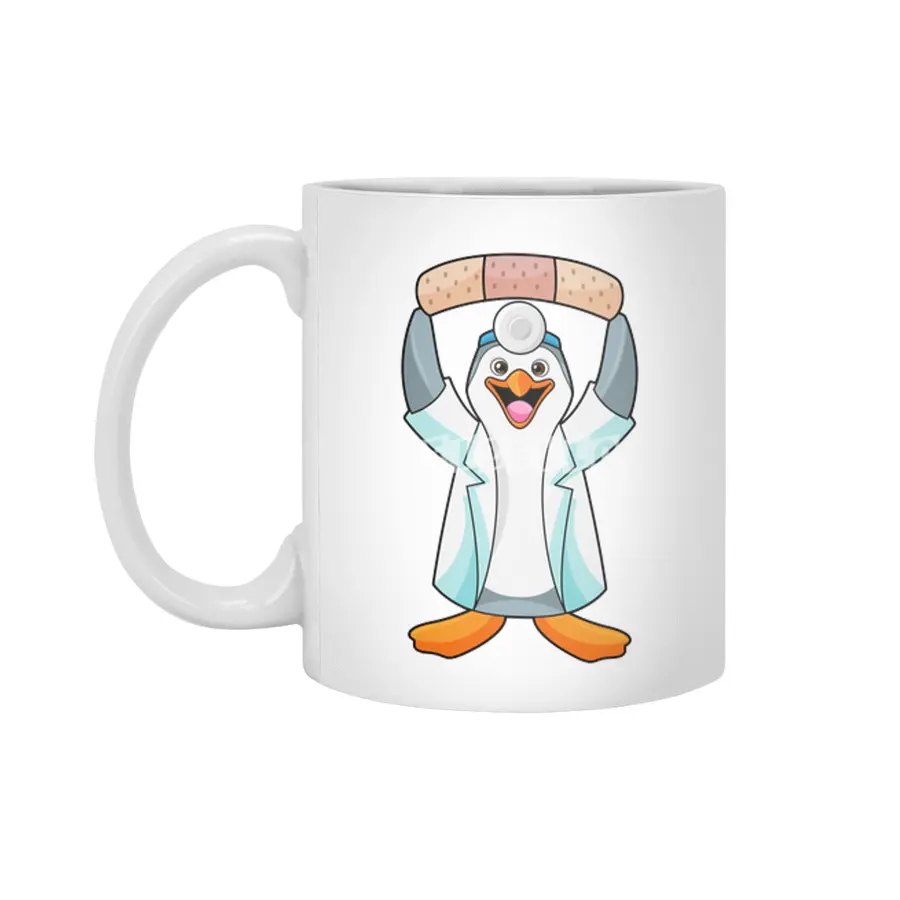 Penguin as Doctor with Plaster Beyaz Kupa