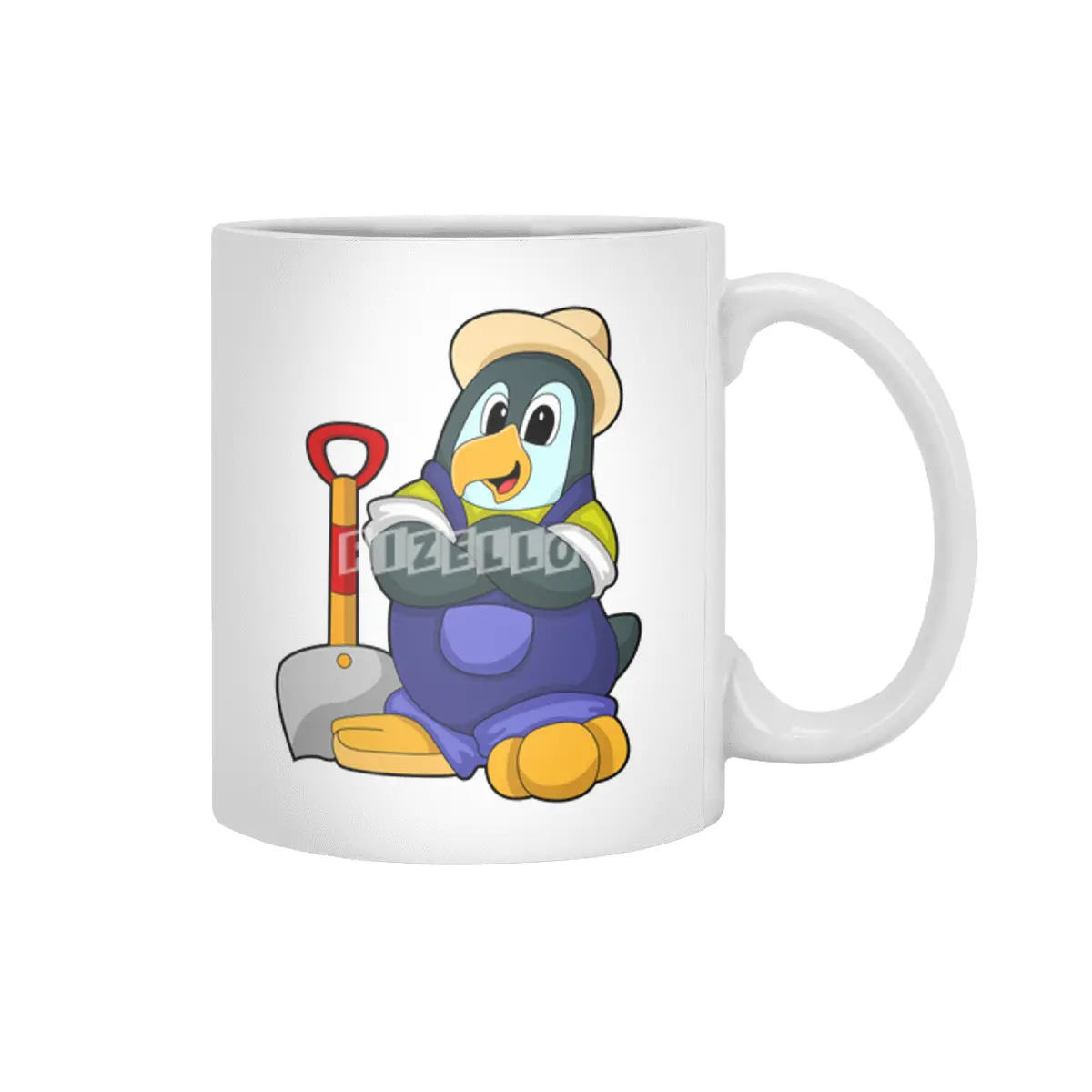Penguin as Farmer with Shovel Beyaz Kupa