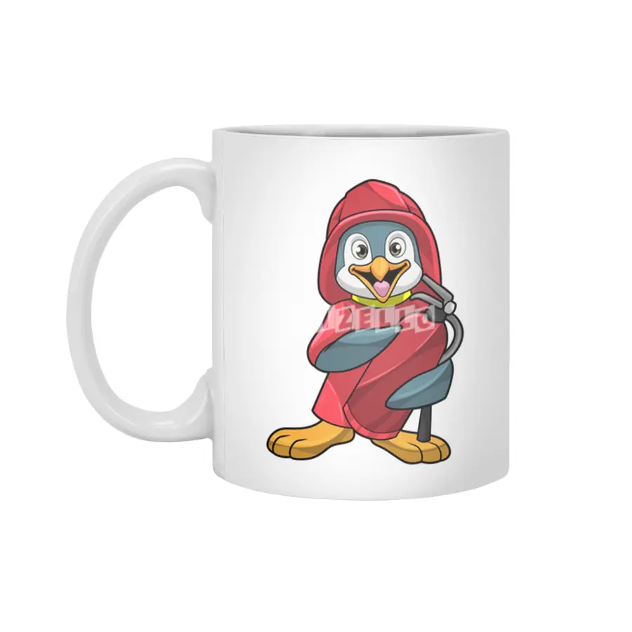 Penguin as Firefighter with Fire extinguisher Beyaz Kupa