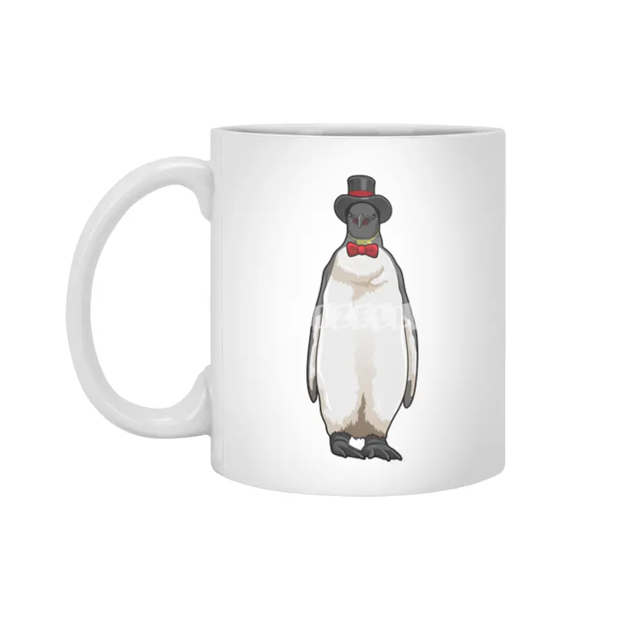 Penguin as Gentleman with Hat Beyaz Kupa
