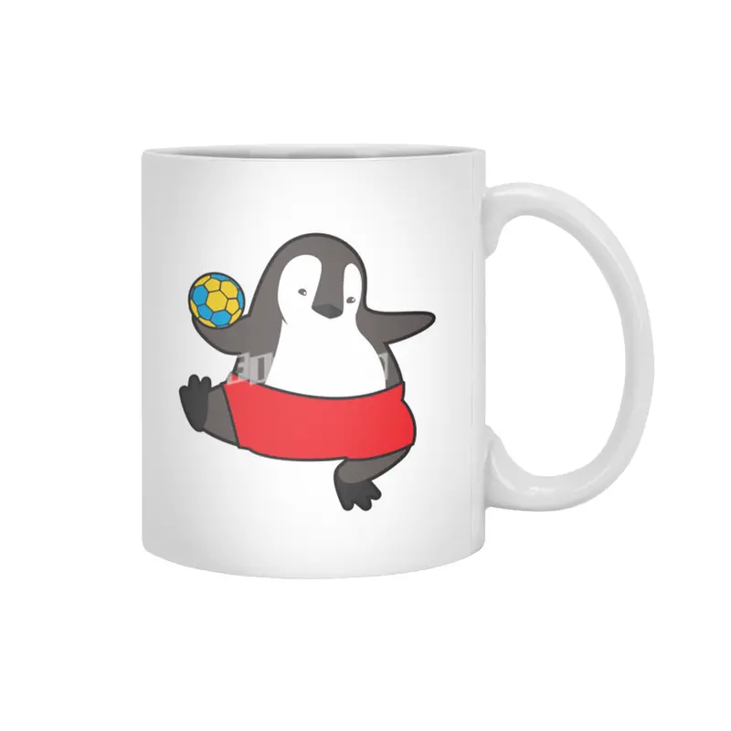 Penguin as Handball player with Handball Beyaz Kupa