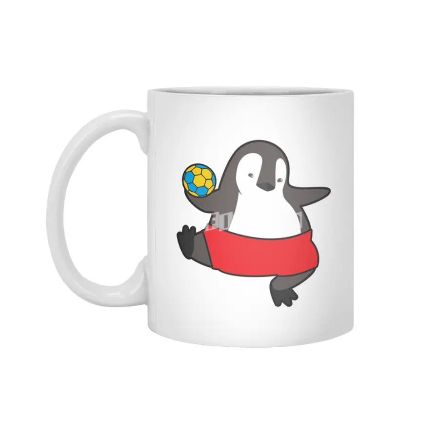Penguin as Handball player with Handball Beyaz Kupa