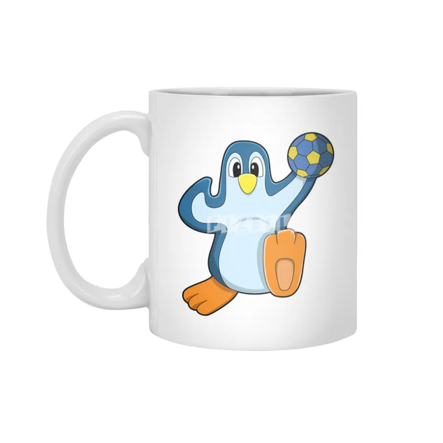 Penguin as Handball player with Handball Beyaz Kupa