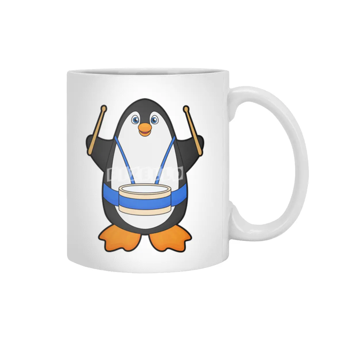 Penguin as Musician with Drum Beyaz Kupa