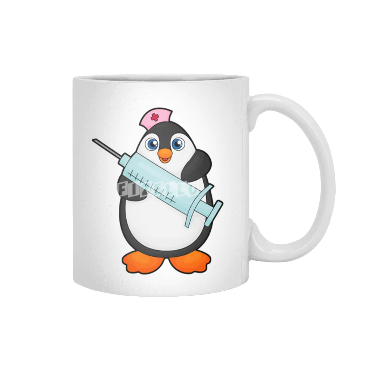 Penguin as Nurse at Vaccination with Syringe Beyaz Kupa