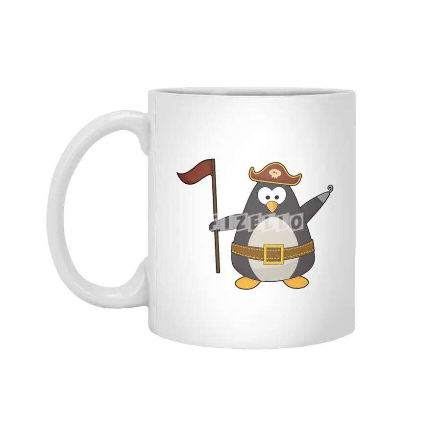 Penguin as Pirate with Pirate belt & Pirate hat Beyaz Kupa