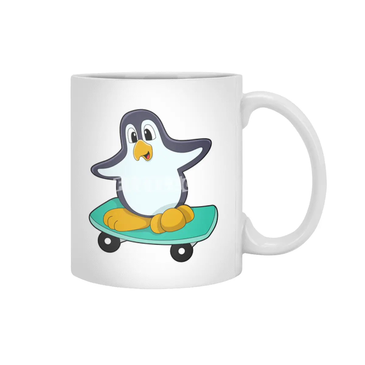 Penguin as Skater on Skateboard Beyaz Kupa