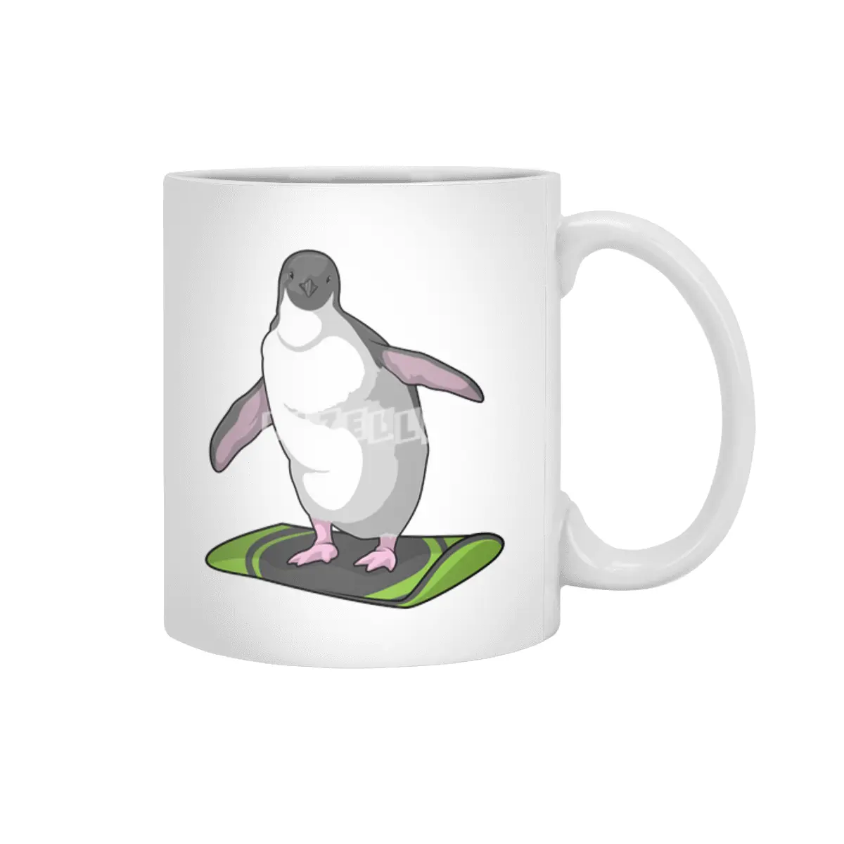 Penguin as Snowboarder with Snowboard Beyaz Kupa