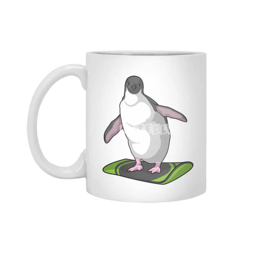 Penguin as Snowboarder with Snowboard Beyaz Kupa