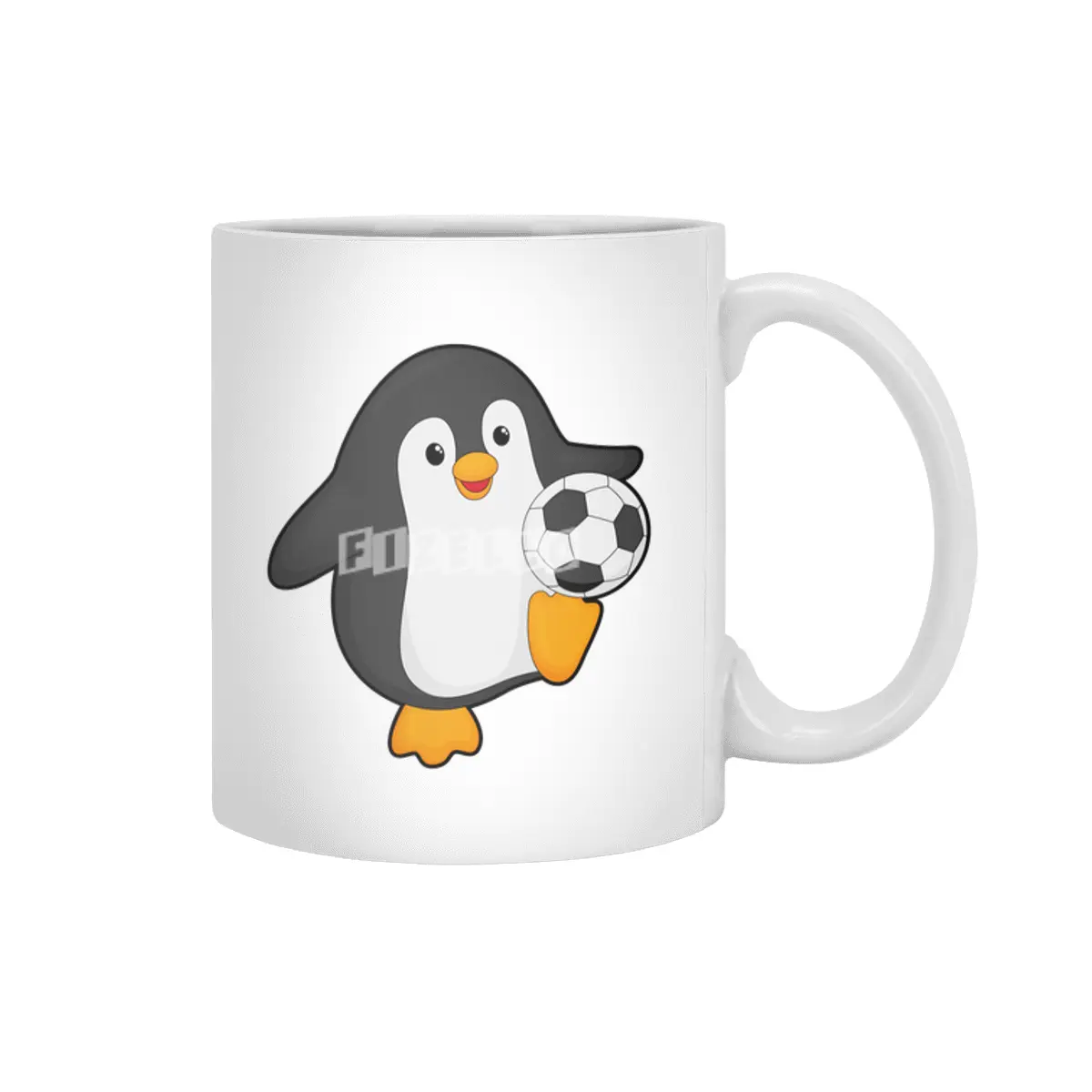 Penguin as Soccer player with Soccer ball Beyaz Kupa