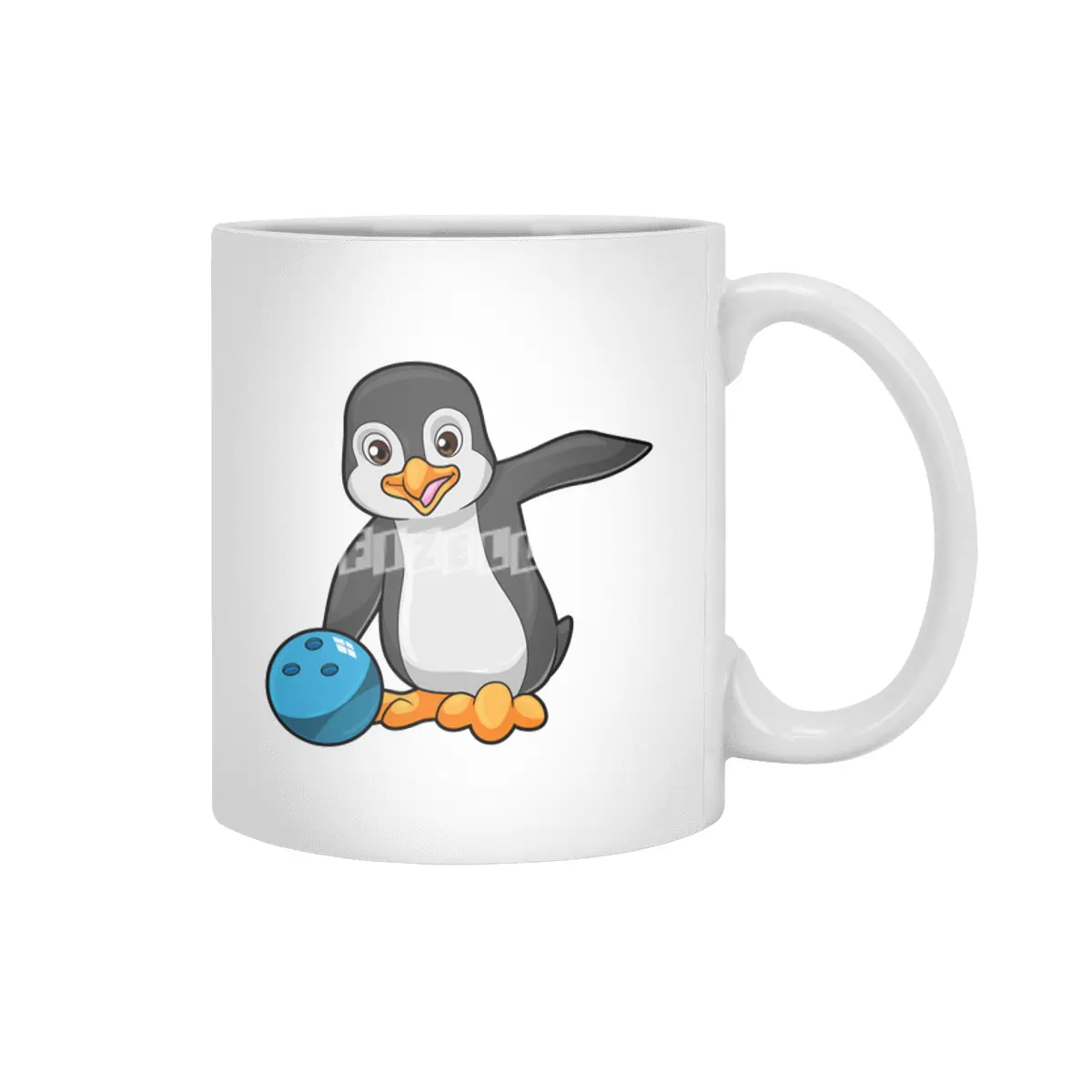 Penguin at Bowling with Bowling ball Beyaz Kupa