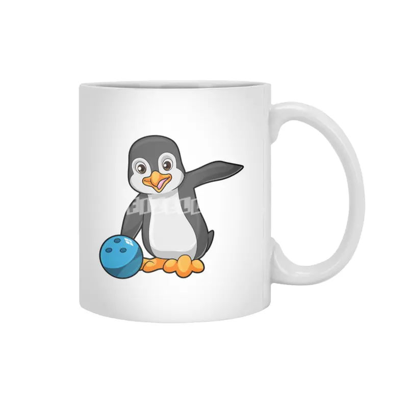 Penguin at Bowling with Bowling ball Beyaz Kupa