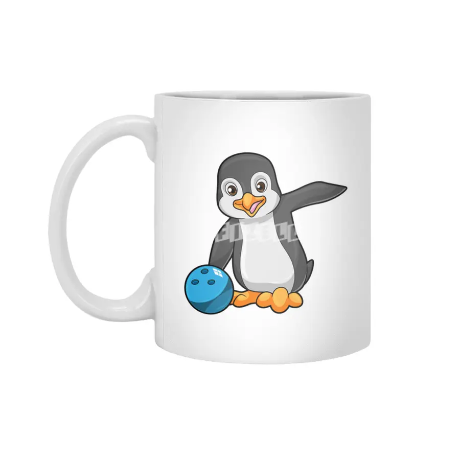 Penguin at Bowling with Bowling ball Beyaz Kupa