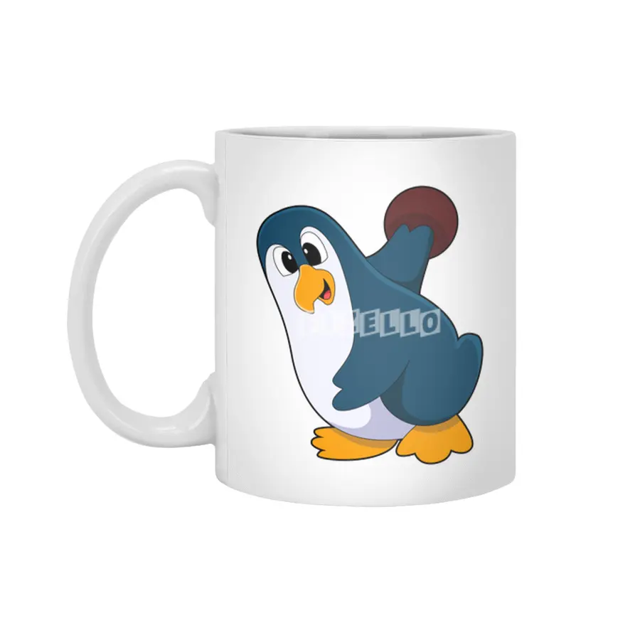 Penguin at Bowling with Bowling ball Beyaz Kupa