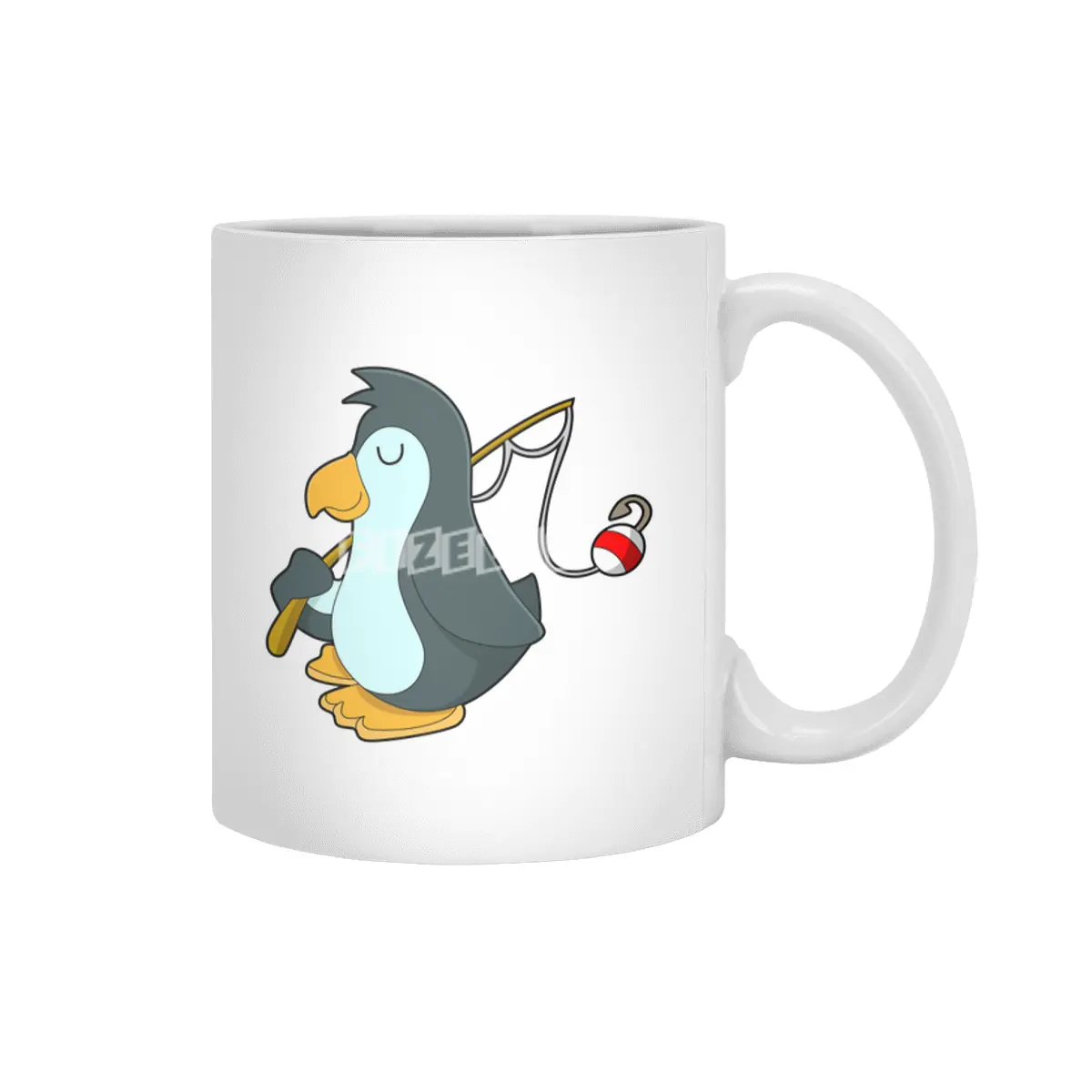 Penguin at Fishing with Fishing rod Beyaz Kupa