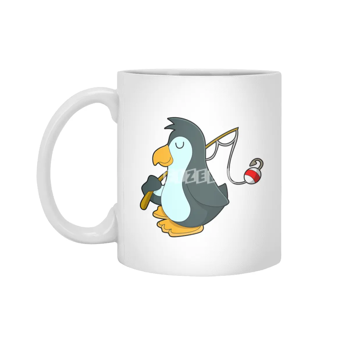 Penguin at Fishing with Fishing rod Beyaz Kupa