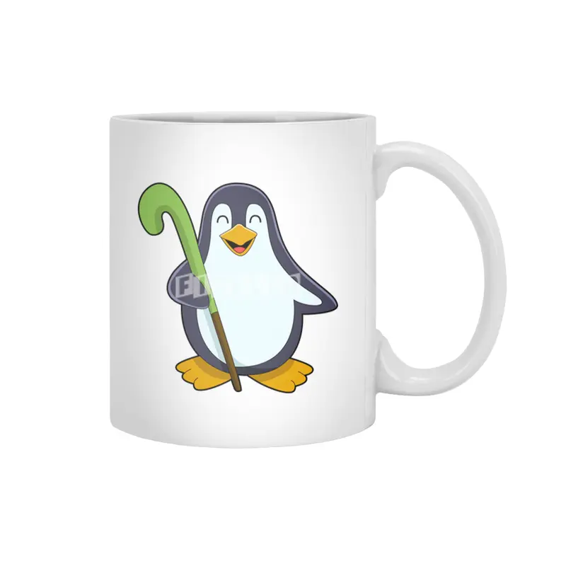 Penguin at Hockey with Hockey bat Beyaz Kupa
