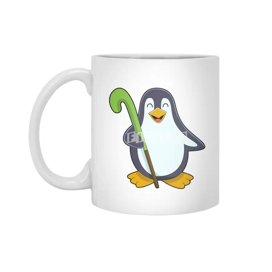 Penguin at Hockey with Hockey bat Beyaz Kupa