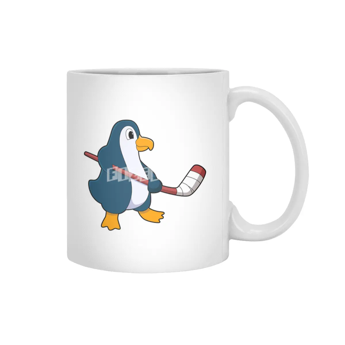 Penguin at Ice hockey with Ice hockey stick Beyaz Kupa