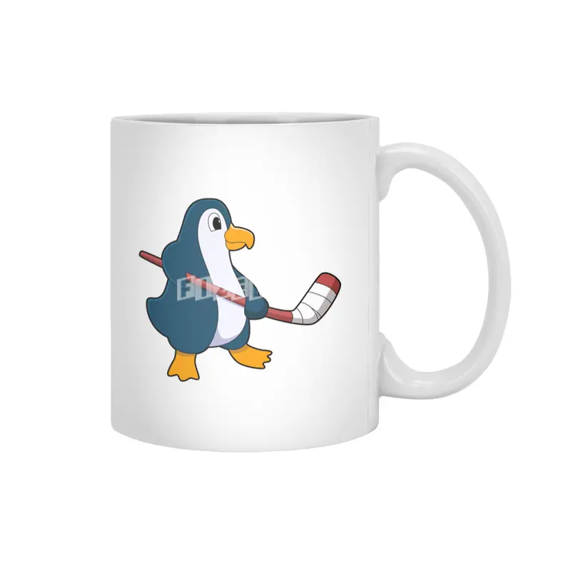 Penguin at Ice hockey with Ice hockey stick Beyaz Kupa