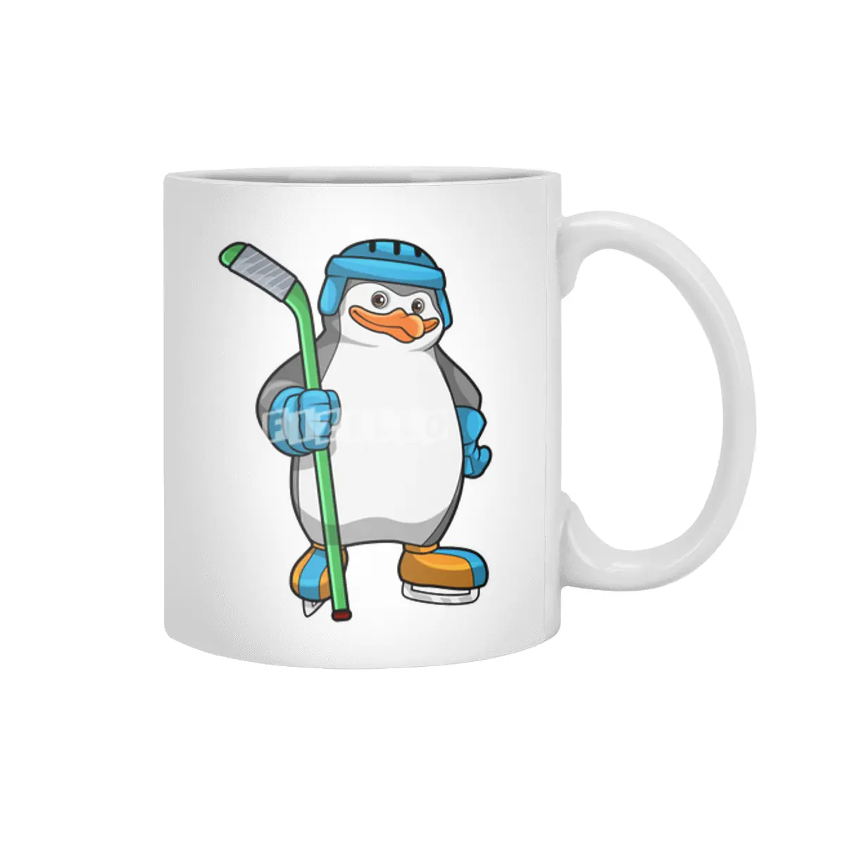 Penguin at Ice hockey with Ice hockey stick Beyaz Kupa