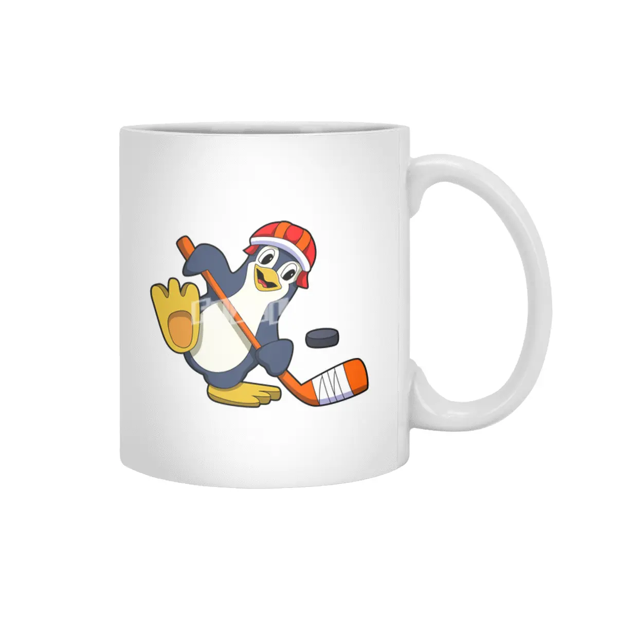 Penguin at Ice hockey with Ice hockey stick & Cap Beyaz Kupa
