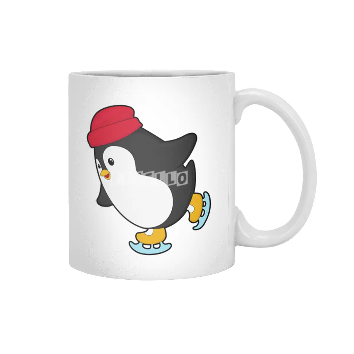 Penguin at Ice skating with Hat Beyaz Kupa