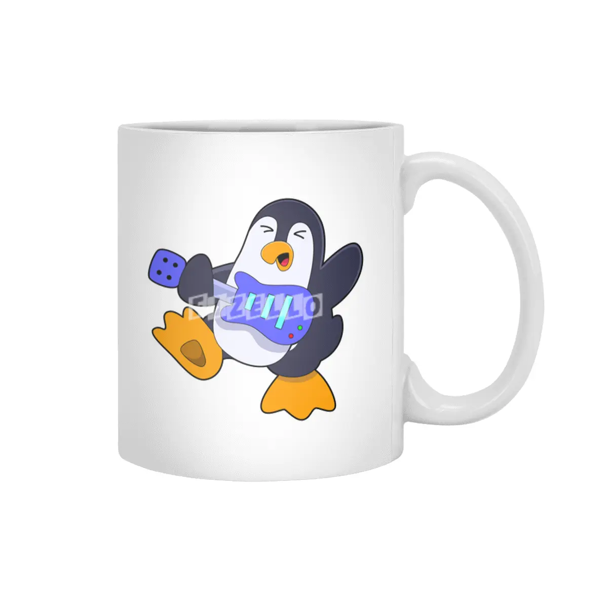 Penguin at Music with Guitar Beyaz Kupa