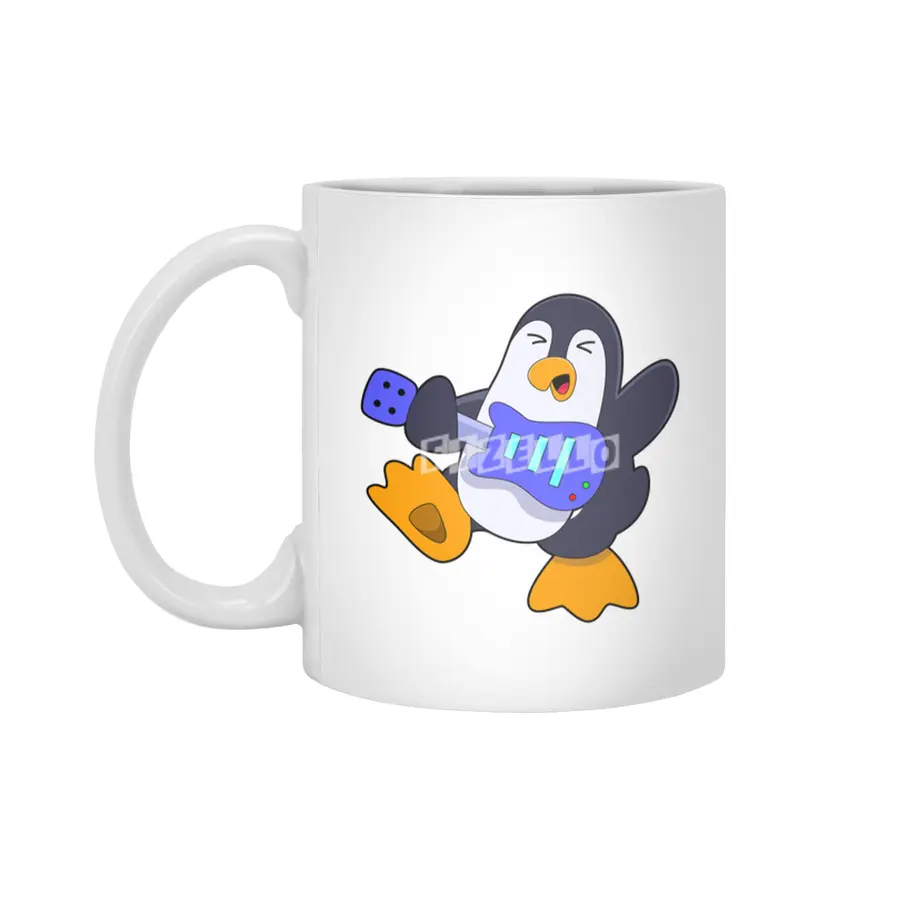 Penguin at Music with Guitar Beyaz Kupa