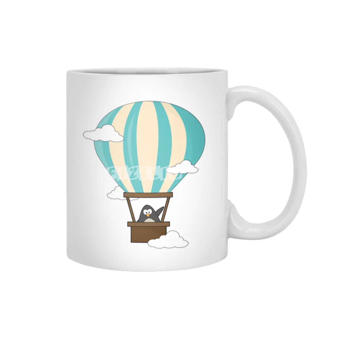 Penguin in Hot air balloon & Clouds Beyaz Kupa